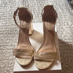 Topshop Metallic Gold Block Heels